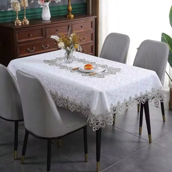 A Retro Simple And Fresh Jacquard Embroidered Lace Trimmed Square Tablecloth, Paired With A Dining Table, Coffee Table, And Cabinet For Daily Dining, Festivals, Weddings, Afternoon Tea, Coffee Tables, Living Rooms, And Tea Parties