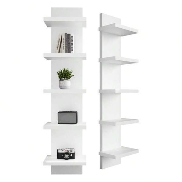 3/5 Tier Wall Shelf Unit,White/Black Vertical Floating Shelf-Narrow Decorative Wall Mount Modern Wall Decor Shelves For Bedrooms, Living Rooms